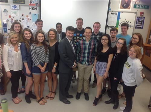 Justice David with AP Government Students 